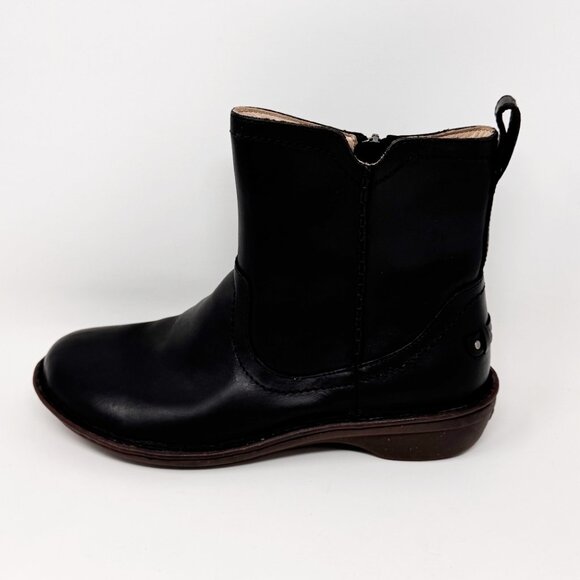 Ugg Womens Black Leather Neenah Side Zip Bootie Sherpa Lining  Size 9 - Picture 2 of 11